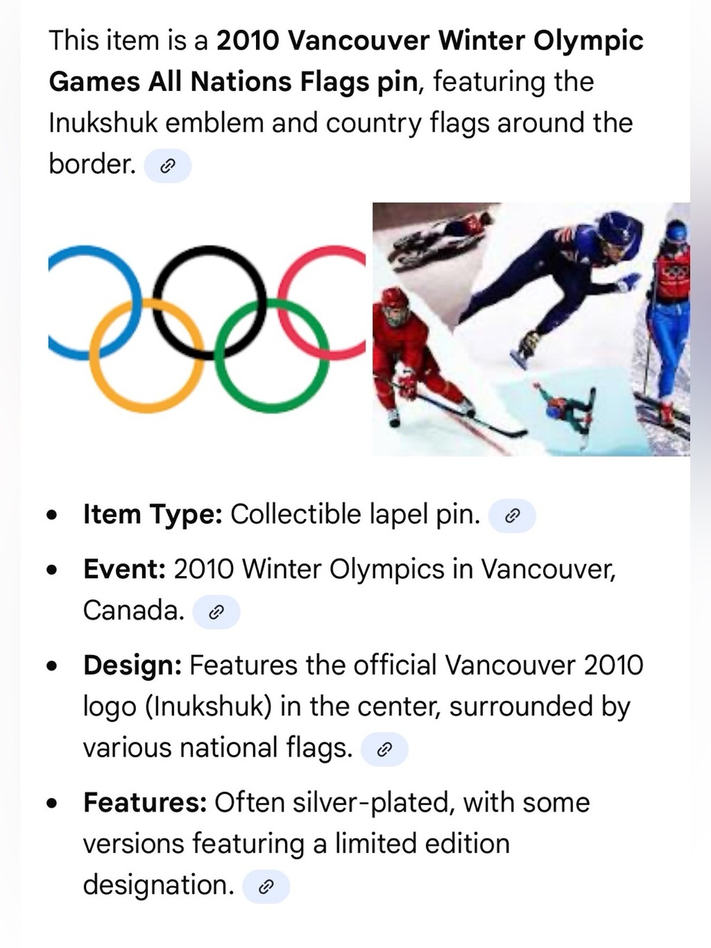 Olympics 2010 Inukshuk All Nations Flag Pin Vancouver Winter Games Silver Pin - Picture 5 of 7